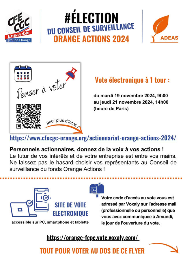 guide pratique vote election conseil de surveillance orange actions 2024 cfe cgc orange