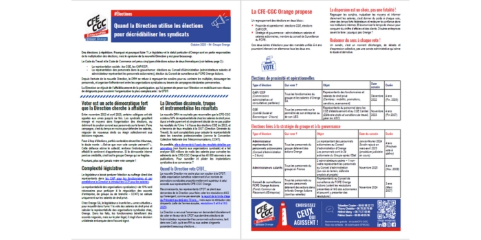 tract quand la direction utilise les elections pour decredibiliser les syndicats cfe cgc orange 2025