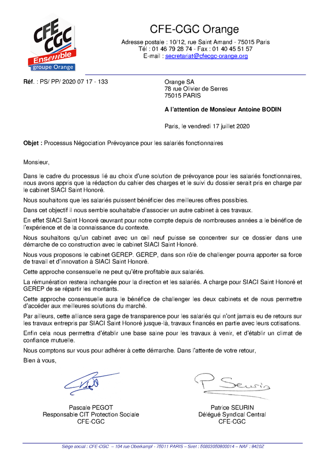 2020 133 cfe cgc courrier m bodin processus ngociation prvoyance pour les salaris fonctionnaires