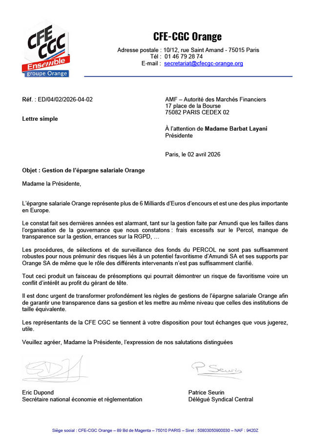 courrier information amf