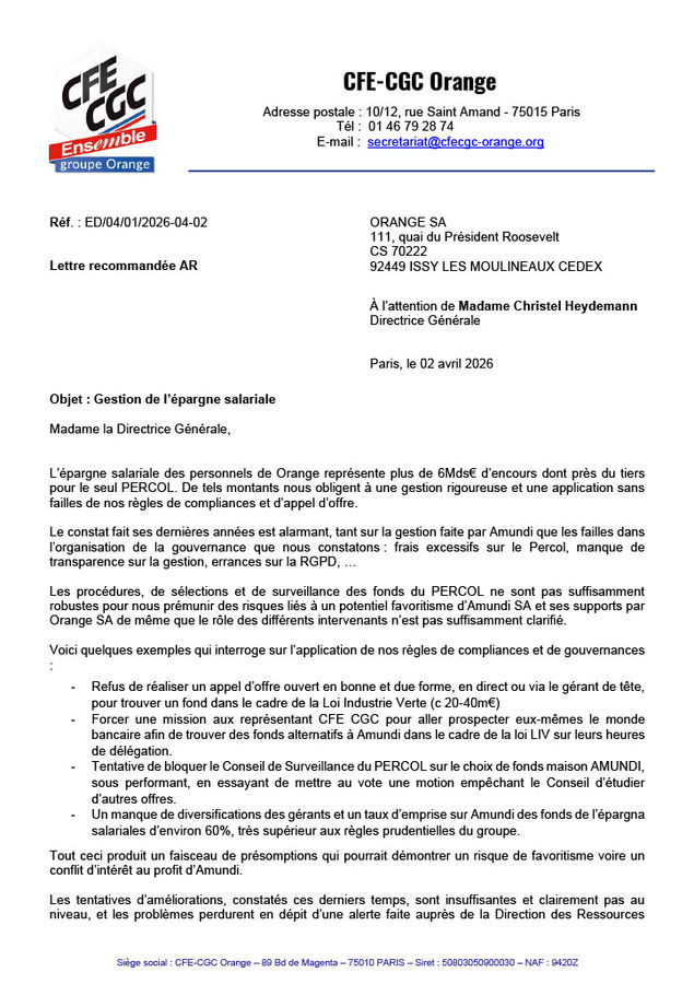 Courrier à Chrystelle Heydemann à propos des dérives de l'épargne salariale