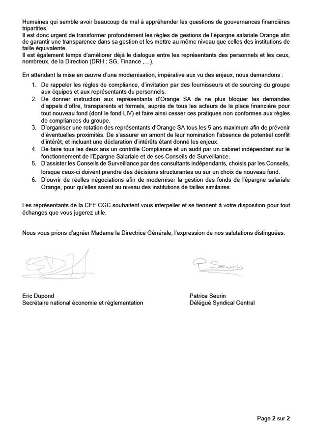 Seconde page du courrier et fin