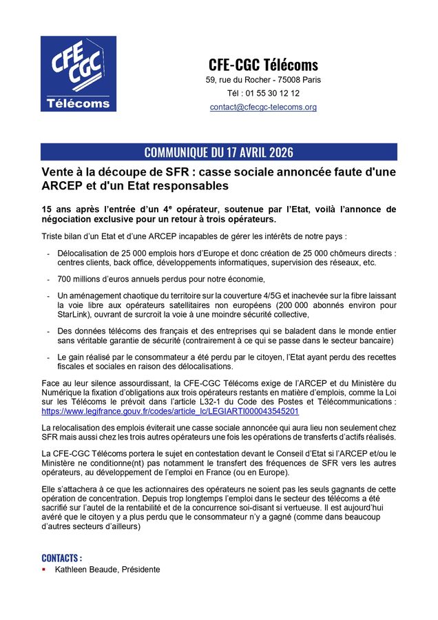 communique de presse cfe cgc telecoms 17 avril 2026 page 0001